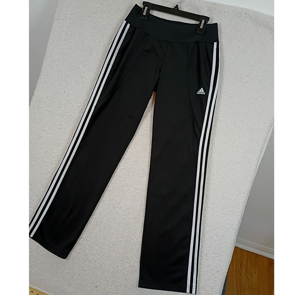 Adidas Track Pants Three Stripe Women S Black Activewear Yoga Gym Pull On - Picture 3 of 11